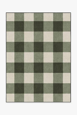 Buffalo Plaid Green & White Rug