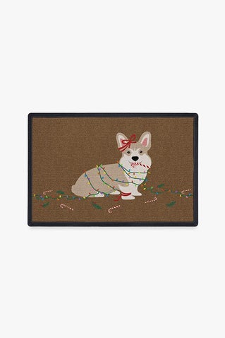 Christmas Corgi Doormat
