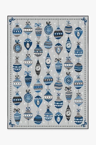 Outdoor Festive Garland Blue Grey Rug