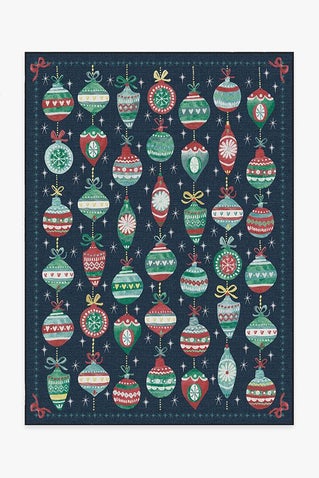 Outdoor Festive Garland Navy Rug