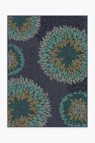 Floral Medallion Navy Rug