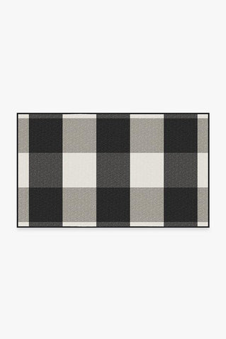 Outdoor Gingham Plaid Black & White Rug Bundle