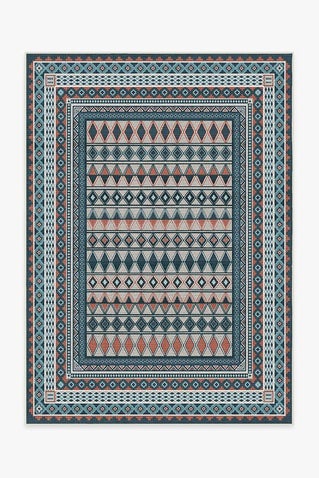 Outdoor Juneau Teal Rose Rug