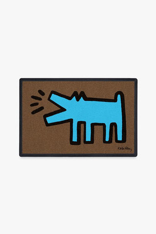 Keith Haring Barking Dog Bright Blue Doormat
