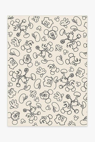 Mickey Doodles Black and Ivory Rug