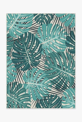 Monstera Teal Rug