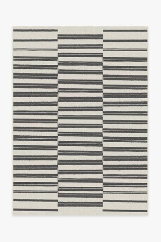 Outdoor Offset Stripe Black Rug