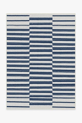 Outdoor Offset Stripe Navy Rug