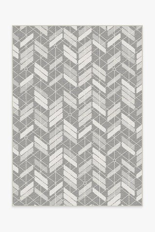 Outdoor Painted Chevron Grey Rug