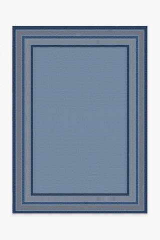 Outdoor Picnic Border Blue Rug