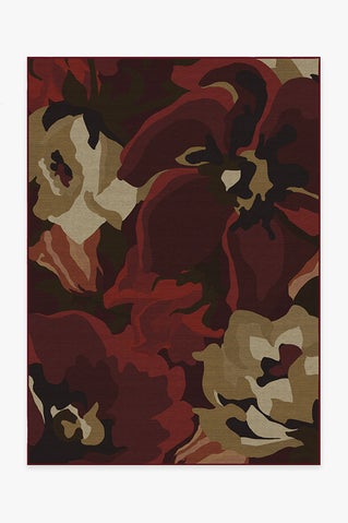 Poppy Floral Red Rug