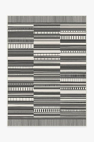 Outdoor Riviera Stripe Black & White Rug