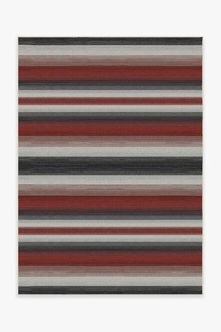 Outdoor Serape Stripe Red Rug
