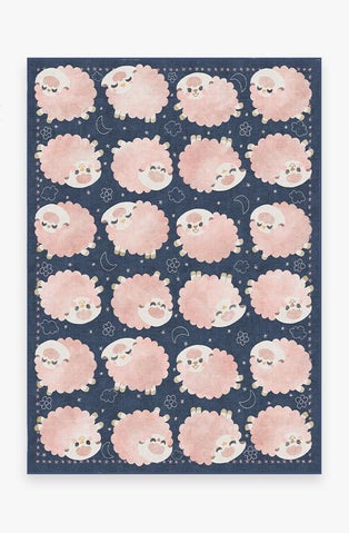 Sleepy Sheep Navy Pink Rug