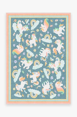 Unicorn Jamboree Blue Rug