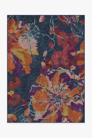 Watercolor Floral Navy Rug