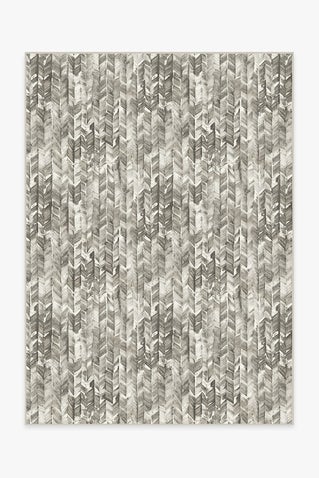 Watercolor Herringbone Grey Rug