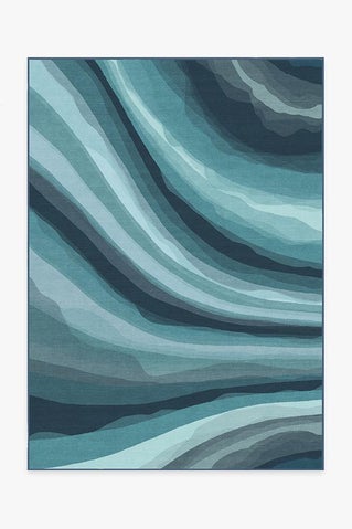 Watercolor Waves Blue Rug