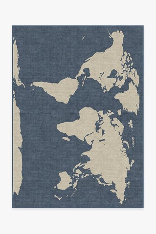 World Map Blue Rug