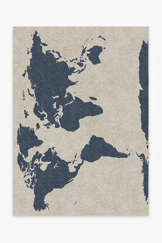 World Map Ivory Rug